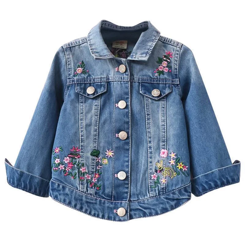 Versatile Casuals Kids Denim Jacket Floral Fashion Jacket