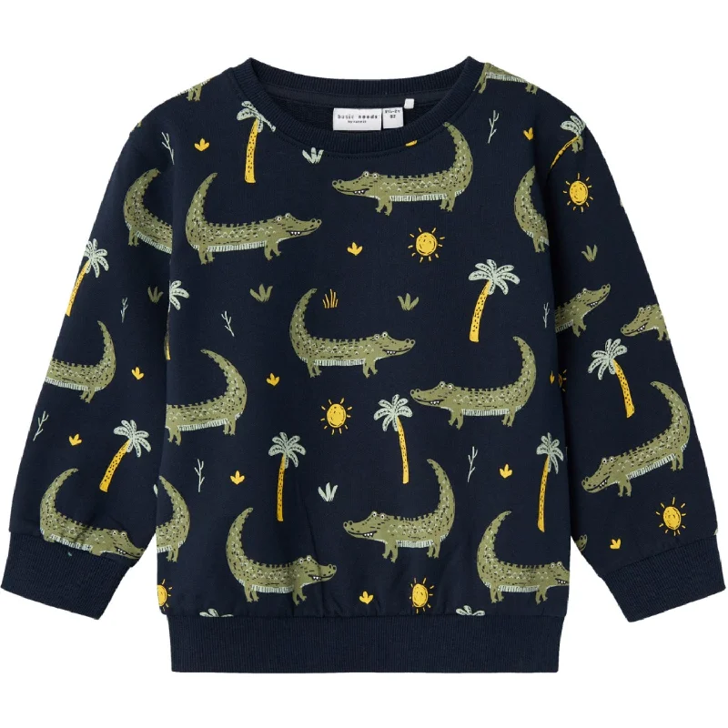 Soft Comfort Wear Name It Dark Sapphire Crocodiles Vermo Aop Løs Sweatshirt