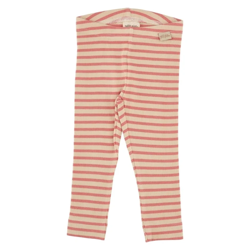 Comfy Chic Wear Petit Piao Dark Peach/Cream Leggings Modal Striped