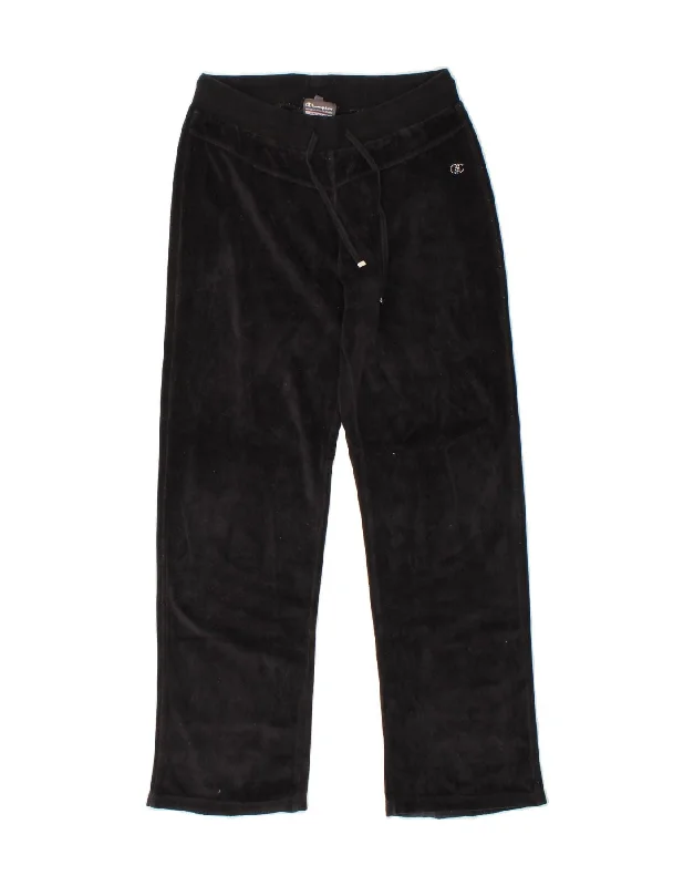 Soft Knitwear CHAMPION Womens Heritage Fit Velour Tracksuit Trousers UK 16 Large Black