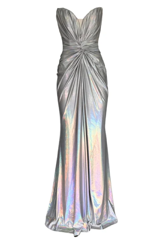 Soft Wearables Silver Metallic Cocktail Dress