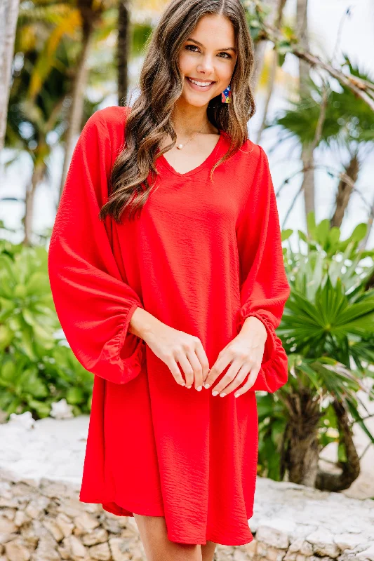 Relaxed Clothing Loud And Clear Red Bubble Sleeve Dress