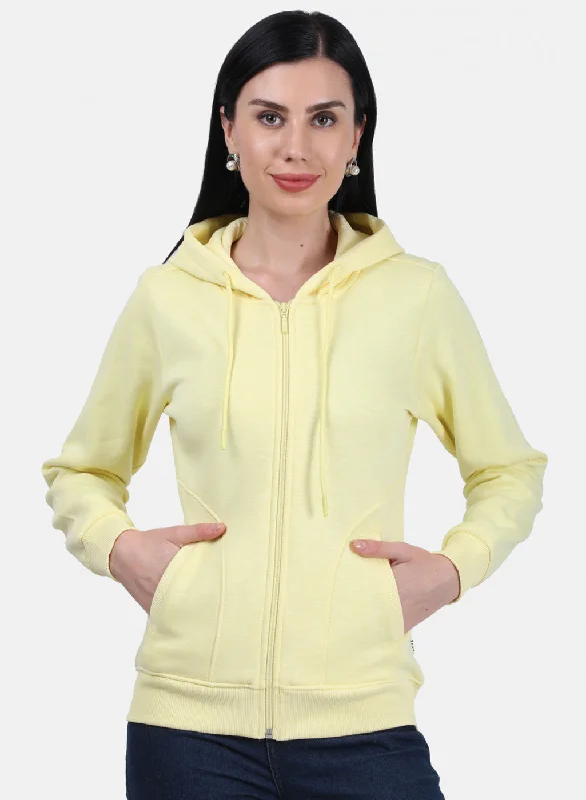 Cozy Outerwear Women Yellow Plain Sweatshirt