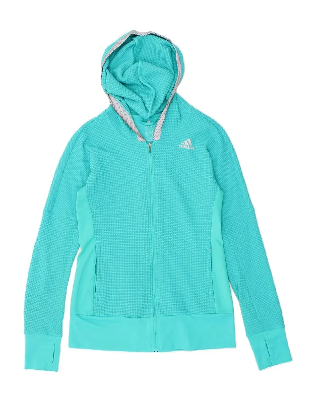 Versatile Casuals ADIDAS Womens Hooded Tracksuit Top Jacket UK 10 Small Turquoise Polyester Versatile Casuals ADIDAS Womens Hooded Tracksuit Top Jacket UK 10 Small Turquoise Polyester