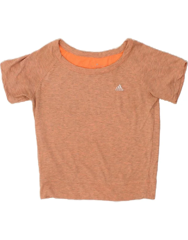 Relaxed Fits ADIDAS Womens T-Shirt Top UK 14 Medium Orange Flecked Polyester