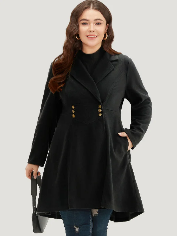 Breezy Outfits Solid Lapel Collar Double Breasted Coat