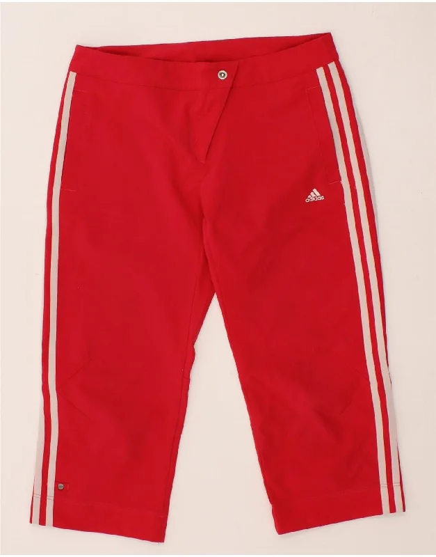 Soft Looks ADIDAS Womens Capri Tracksuit Trousers UK 8 Small Red Polyester