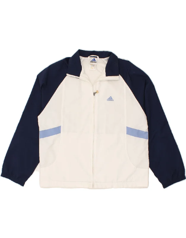 Elegant Fit ADIDAS Womens Tracksuit Top Jacket UK 14 Large  White Colourblock