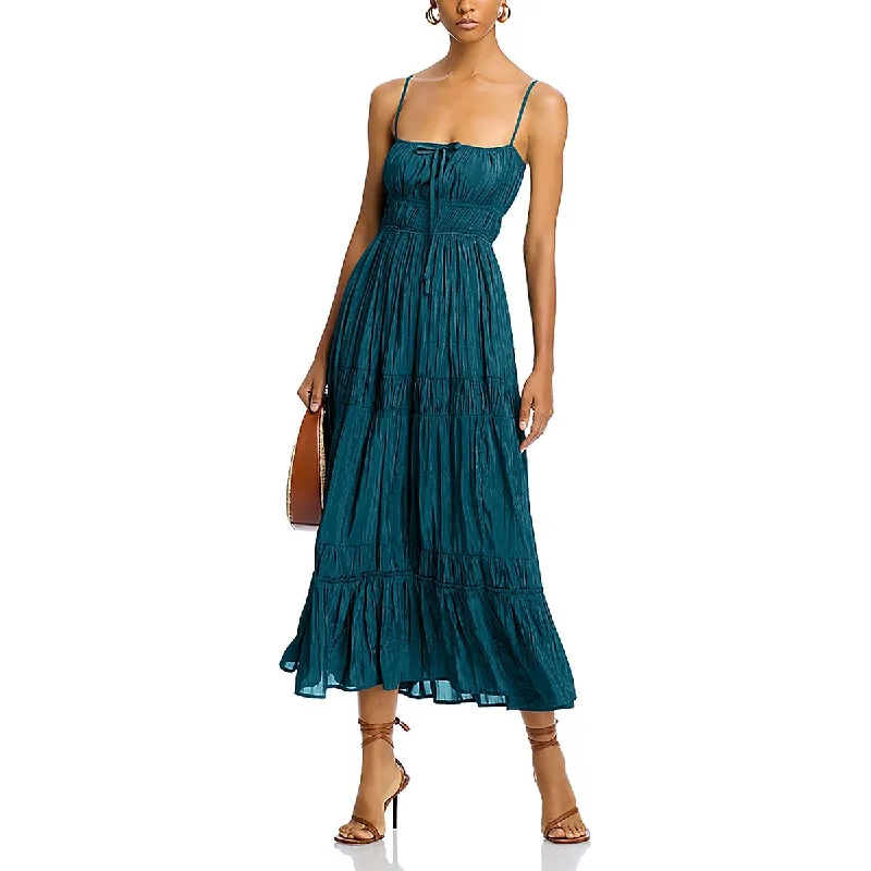 Weekend Comfort Wear Aqua Womens Full Length Pleated Maxi Dress