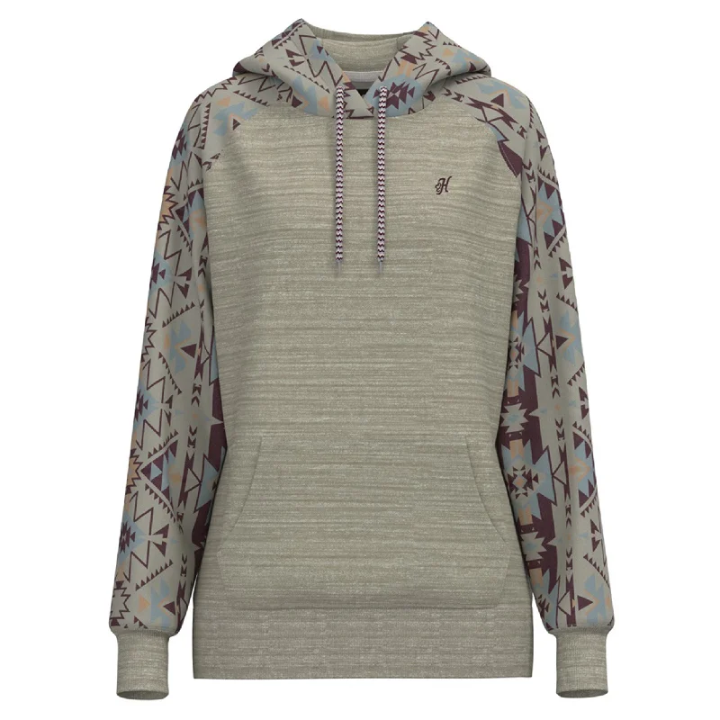 Sporty Comfort Hooey Ladies Brown with Aztec Sleeves Hoody