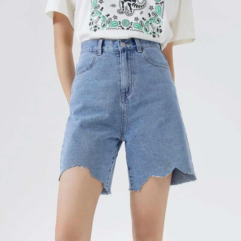 Weekend Comfort 100% Cotton Solid Color A-Line Bermuda Denim Shorts