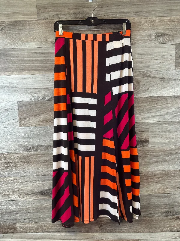 Warm Wear Skirt Midi By Susan Graver In Orange & White, Size: 10