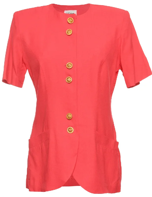 Cozy Knits Single Breasted Pink Jacket - M