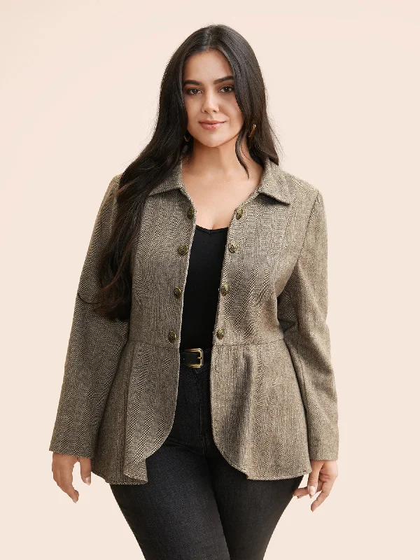 Stylish Jackets Lapel Collar Metal Detail Jacket