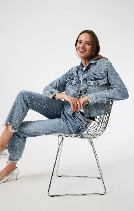 Cozy Knits NEW YORK STRAIGHT LEG IN SHINY MID DENIM