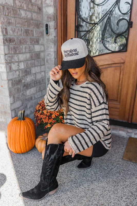 Fashionable Comfort Coastal Stripes Pullover Sweater-Ivory