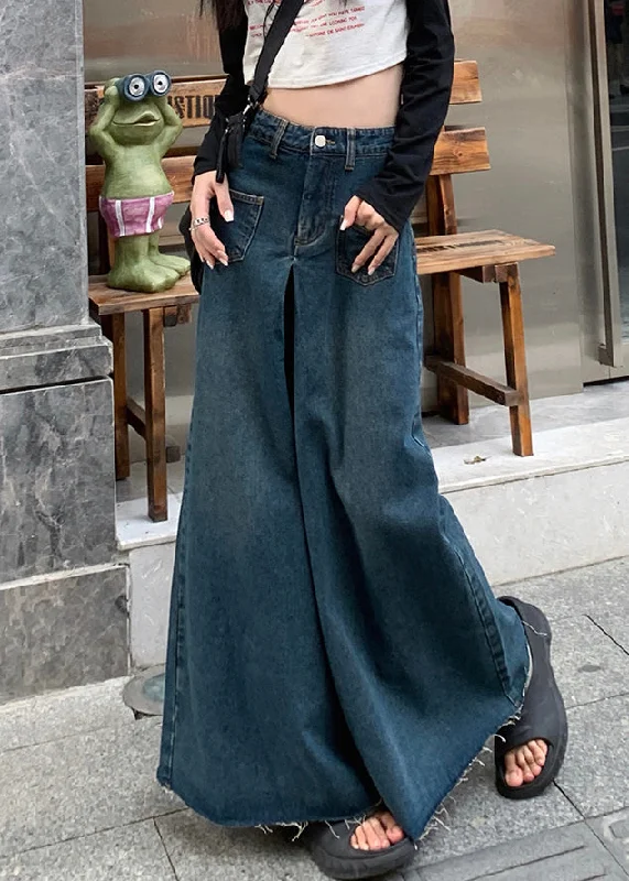 Light Fit New Blue Pockets High Waist Denim Pants Fall