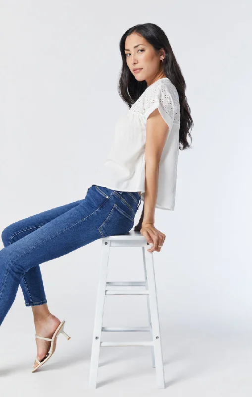 Chic Comfort Wear TESS SKINNY JEANS IN DARK BRUSHED INDIGO SHAPE