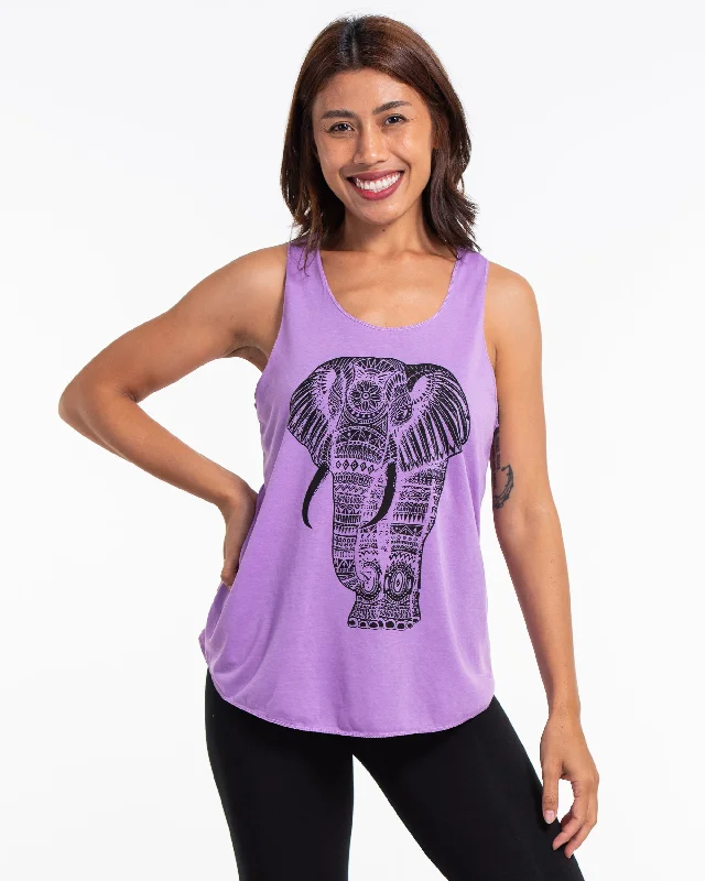 Relaxed Looks Womens Regal Elephant Tank Top in Violet