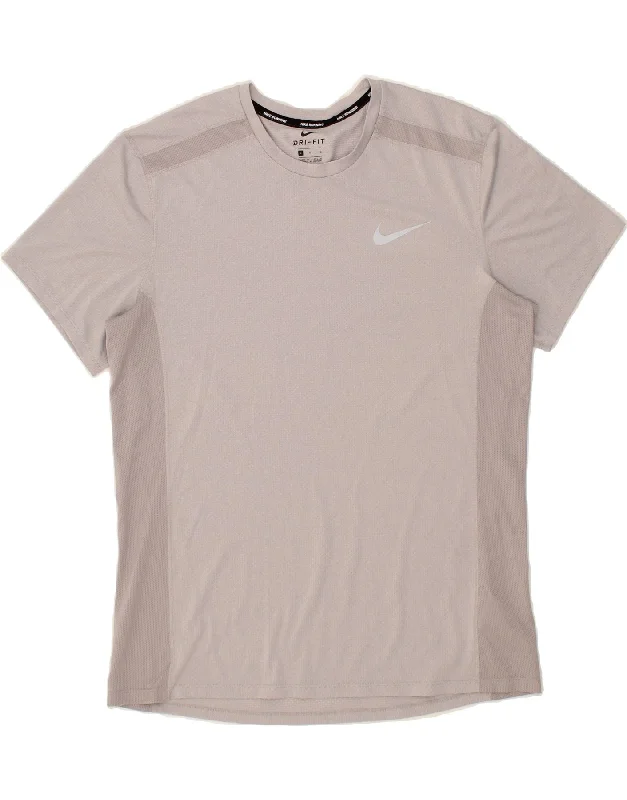 Soft Wearables NIKE Womens Dri Fit Tracksuit Top UK 16 Large Grey Polyester