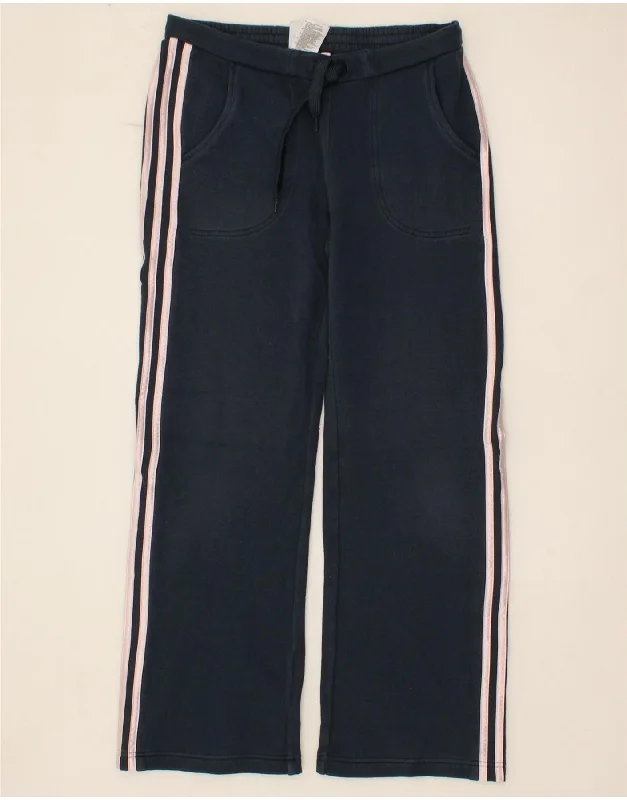 Comfy Layers ADIDAS Womens Tracksuit Trousers UK 12 Medium Navy Blue Cotton
