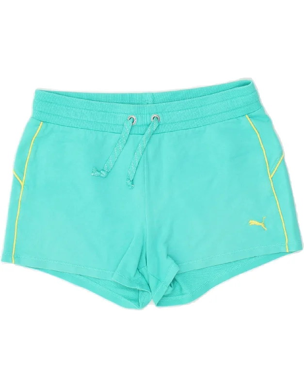 Cozy Chic Wear PUMA Womens Sport Shorts UK 12 Medium Turquoise Cotton
