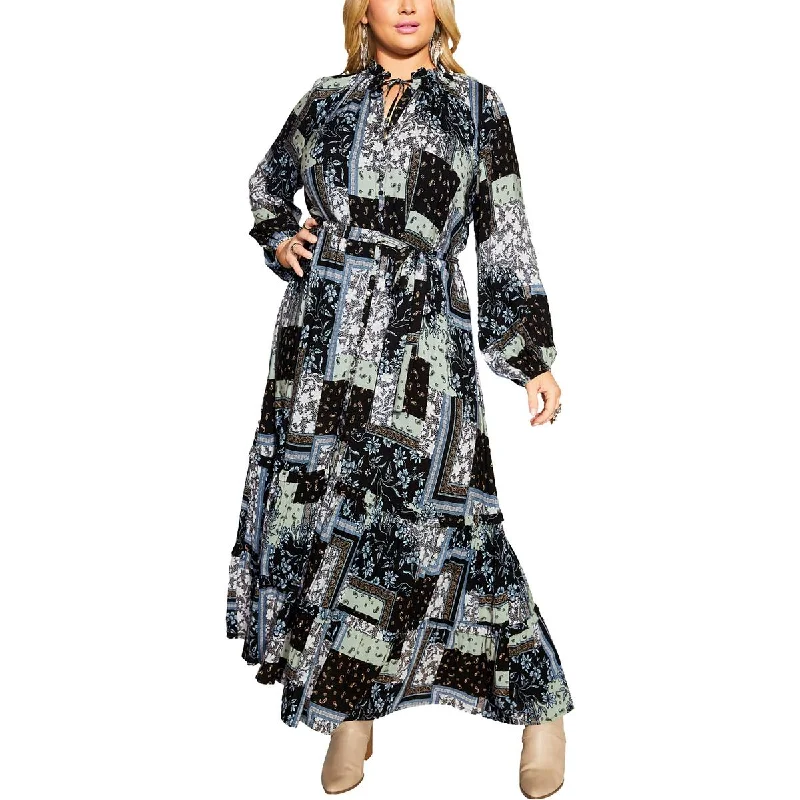 Casual Chic Outfits Aveology Womens Plus Printed  Maxi Dress