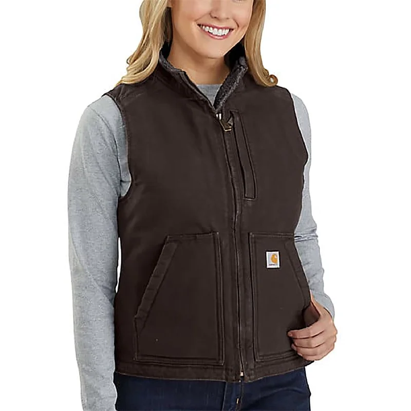 Soft Feel Women's Sherpa Lined Duck Mock Neck Vest 104224