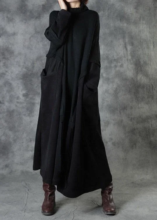 Comfy Dress Boutique Black Loose Pockets Winter Corduroy Long Dress Sweater