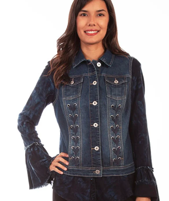 Cozy Outerwear Women's Denim Vest with Lacing