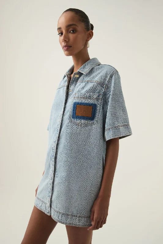 Soft Knitwear Aura Denim Mini Tunic Dress