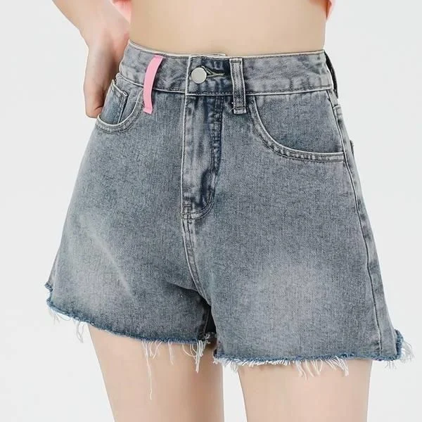 Sporty Wear Casual High Waist Embroidery Denim Shorts for Women