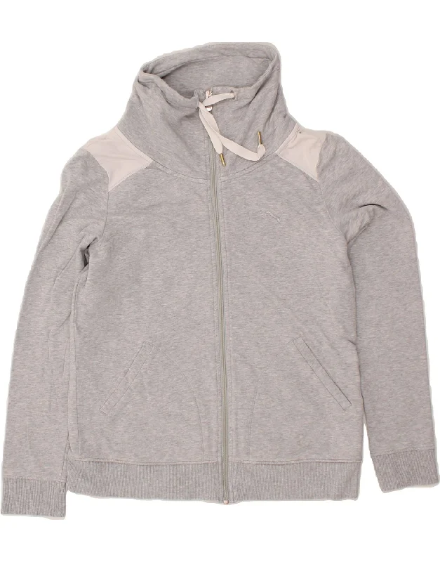 Soft Layers PUMA Womens Tracksuit Top Jacket UK 16 Large  Grey Colourblock Cotton