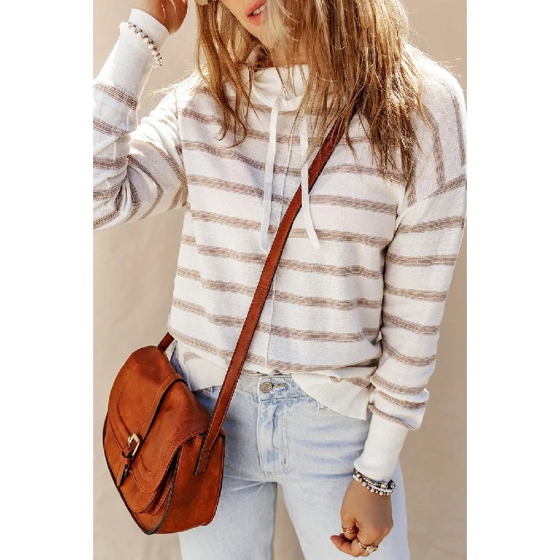 Casual Chic Looks Lauren Cowl Neck Striped Print Drop Shoulder Sweater