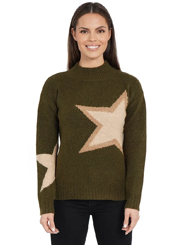 Warm Layers Women's Hunter Green Star Sweater