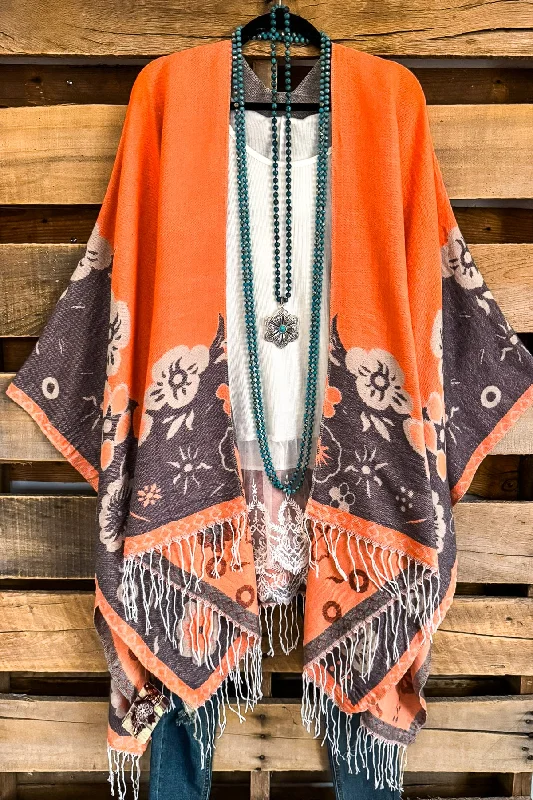 Comfortable Jeans Future Forward Poncho - Orange/Gray