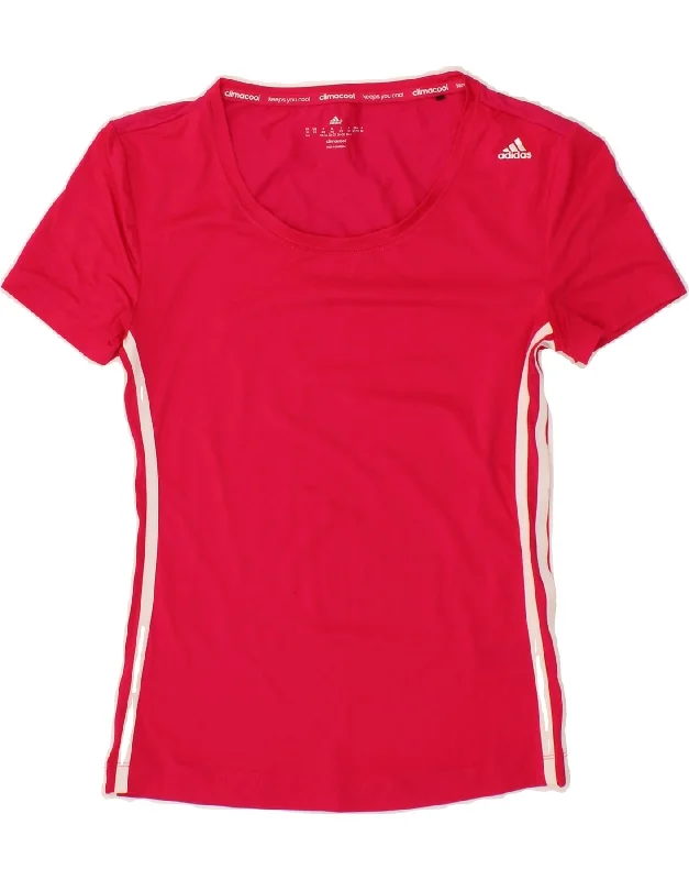 Easy Chic Wear ADIDAS Womens Climacool T-Shirt Top UK 4/6 XS Pink Polyester
