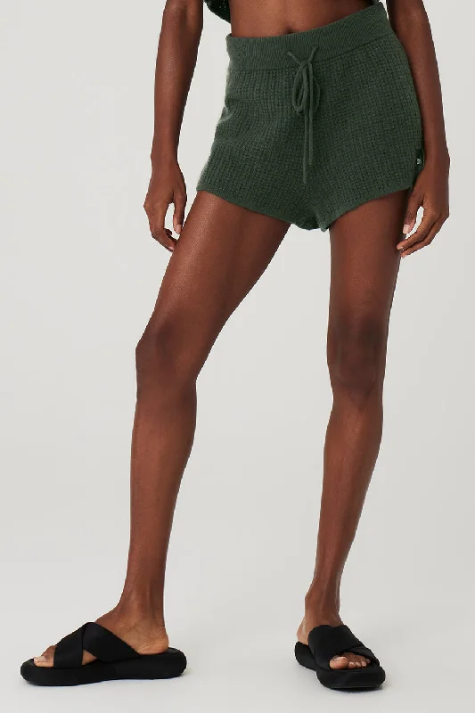 Comfy Dress Cashmere High-Waist Plush Waffle Short - Dark Cactus