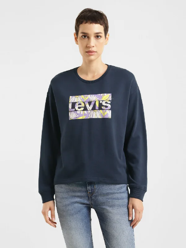 Modern Chic Women's Brand Logo Crew Neck Sweatshirt