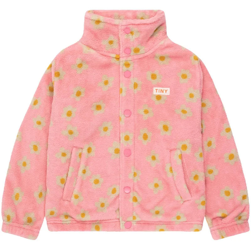 Warm Layers Daisies Polar Jacket in Pink by Tinycottons