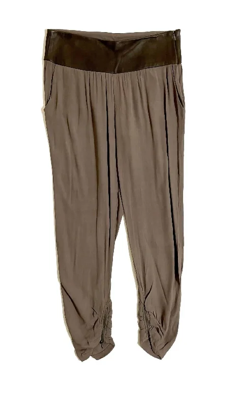 Soft Comfort Women's Leather Waist Jogger Pants In Brown
