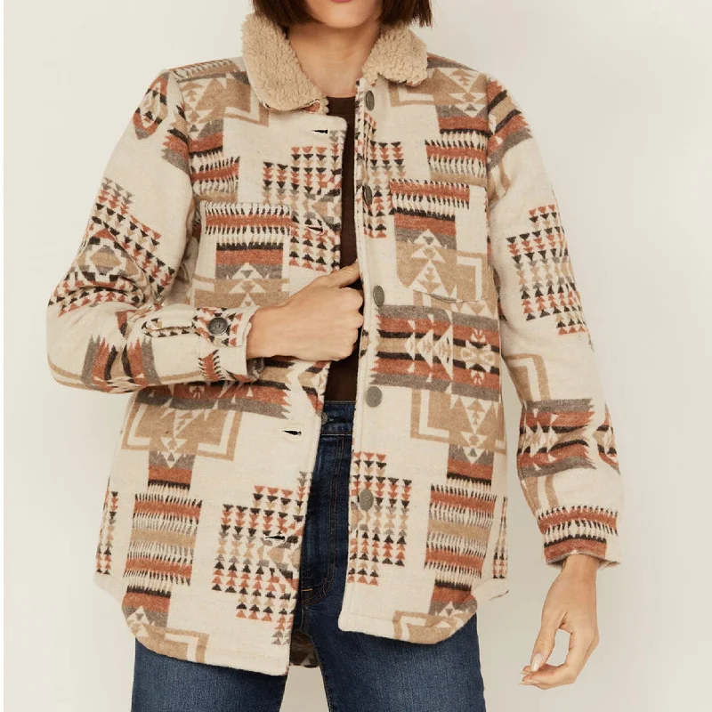 Versatile Style Cotton & Rye Women's Ivory Aztec Sherpa Jacket