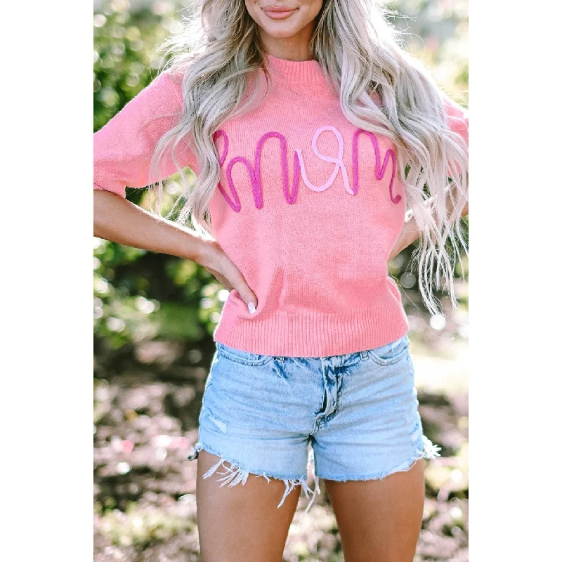 Relaxed Looks Maxine Mom Tinsel Front Short Sleeve Sweater