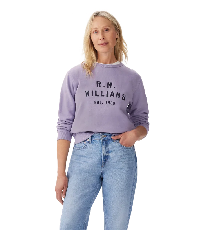 Relaxed Fashion R.M.Williams Stencil Crewneck Sweatshirt - Lavender