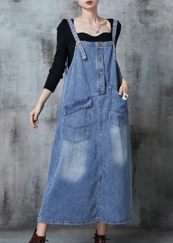 Everyday Outfits Boho Blue Oversized Patchwork Denim Dress Summer