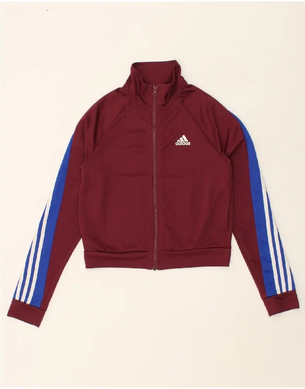 Simple Comfort ADIDAS Womens Crop Tracksuit Top Jacket UK 8/10 Small Maroon Colourblock Simple Comfort ADIDAS Womens Crop Tracksuit Top Jacket UK 8/10 Small Maroon Colourblock
