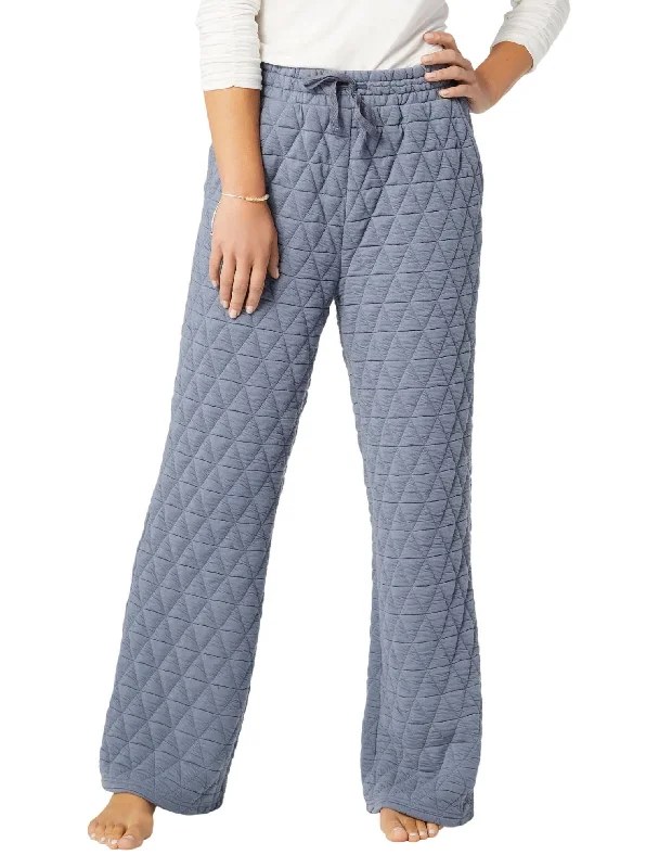Warm Layers Cute Quilt Bottom Pant In Blue