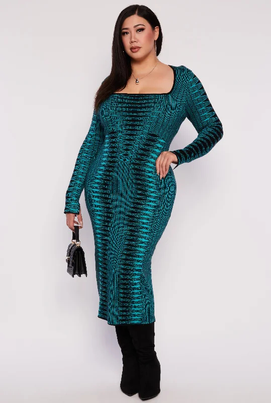 Timeless Style Plus Size Almost Famous Geometric Print Dress
