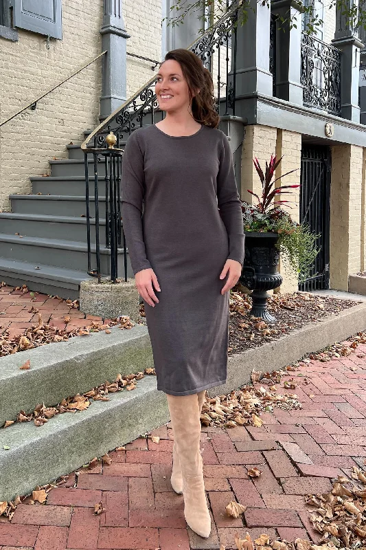 Classic Comfort THE QUINN EVERYDAY SCOOP NECK SWEATER DRESS IN GREY (FINAL SALE)