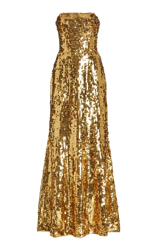 Cozy Chic Wear Sequined Strapless Gown Dress